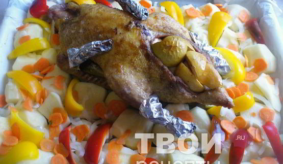 утка с яблоками