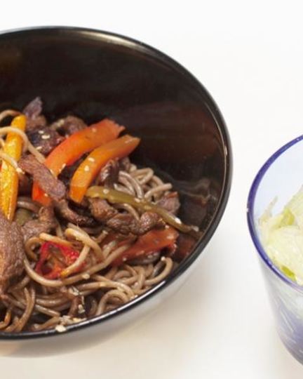 Рецепт острой гречневой лапши с говядиной и соевым соусом