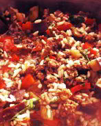 Баклажаны, тушеные с фаршем и рисом