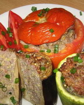 Фаршированные овощи с пшеном