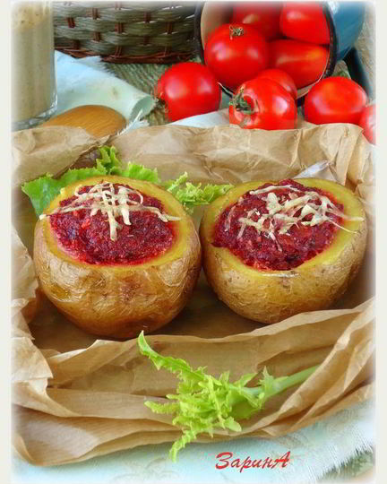 Рецепт картофеля, фаршированного с сырно-грибным соусом