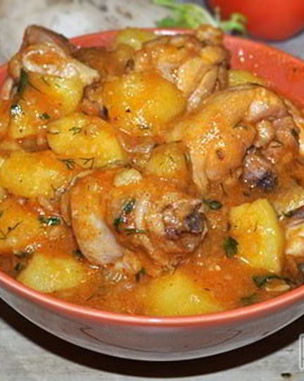 Рецепт тушеного картофеля с курицей