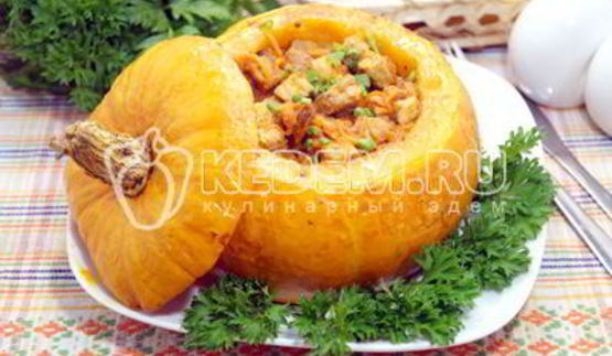 тыква с мясом в духовке
