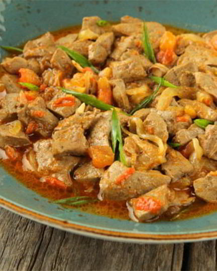 Рецепт бараньей печени с овощами