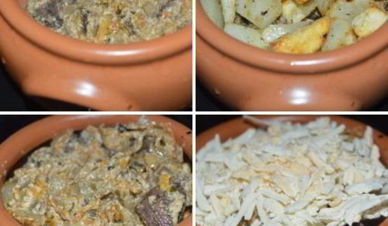 горшочки с печенью и картошкой