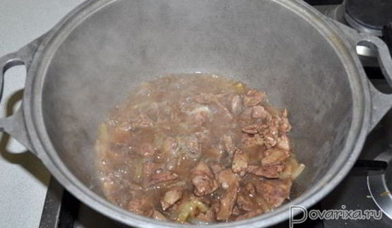 греча с куриной печенью