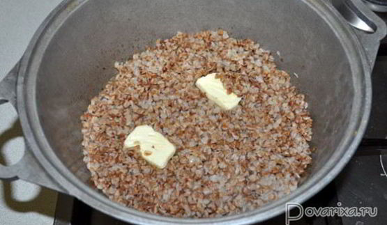 греча с куриной печенью