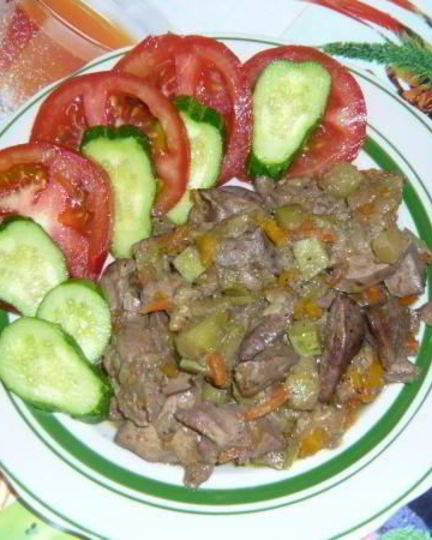 Рецепт куриной печени с баклажанами и морковкой