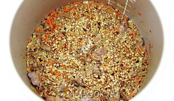 куриная печень с гречкой в мультиварке