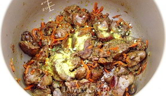 куриная печень с гречкой в мультиварке