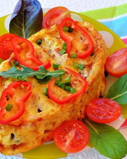 Рецепт куриной печени с помидорами в омлете