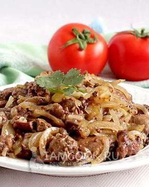 Куриная печень жареная с луком