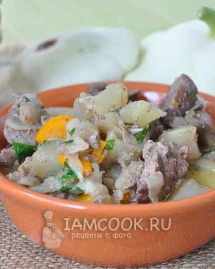 Рецепт печени куриной с патиссонами в мультиварке