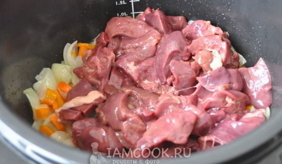 печень куриная с патиссонами в мультиварке
