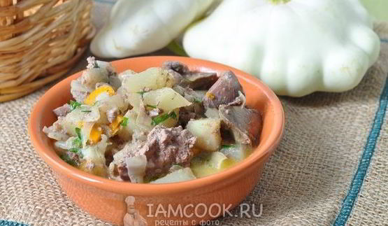 печень куриная с патиссонами в мультиварке