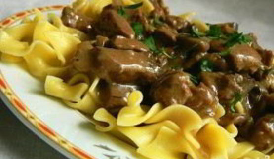 печень по-бефстрогановски