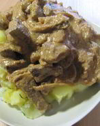 Печень по-строгановски