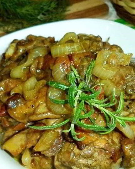 Рецепт утиной печени с грибами