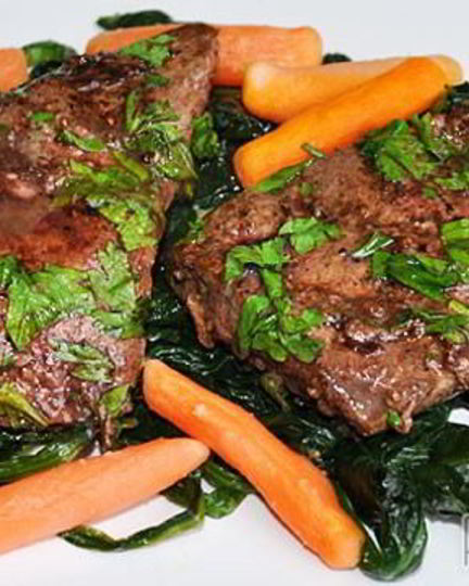 Рецепт жареной печени со шпинатом