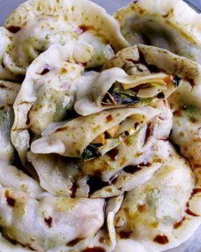 Пельмени с королевской вешенкой и пореем