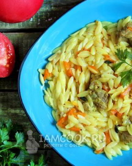 Рецепт ложного плова из пасты орзо