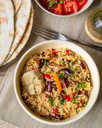 Овощной плов с лесными грибами и фасолью