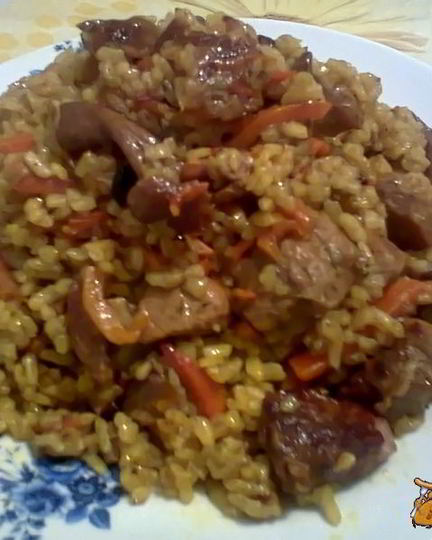 Рецепт плова фантазия с мясом и грибами