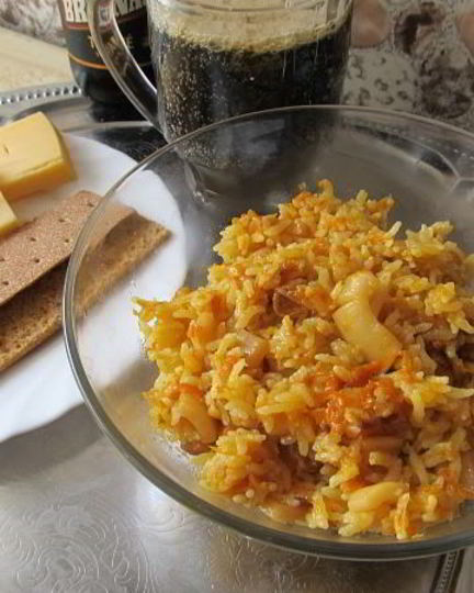 Рецепт плова с кальмарами в мультиварке