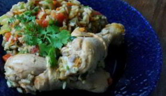 плов с курицей и баклажанами