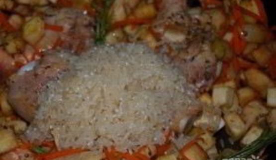 плов с курицей и баклажанами