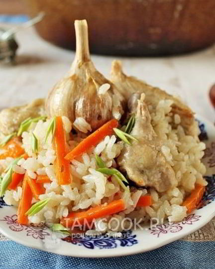 Рецепт плова с курицей в утятнице на плите