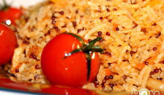 томатный плов с кальмарами