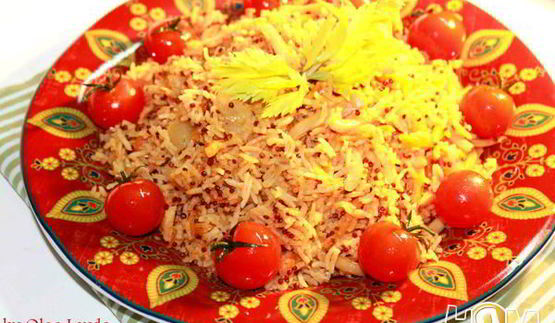 томатный плов с кальмарами