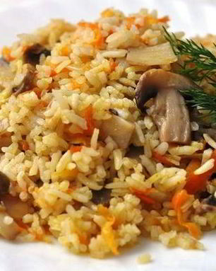 Вегетарианский плов с шампиньонами