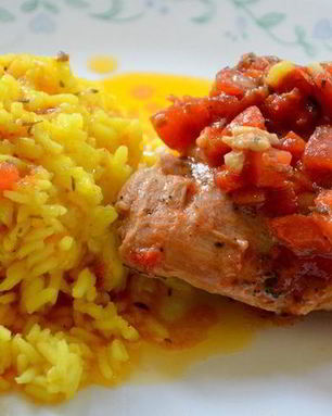 Куриное фрикасе на винном уксусе