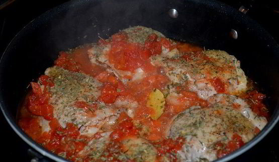 куриное фрикасе на винном уксусе