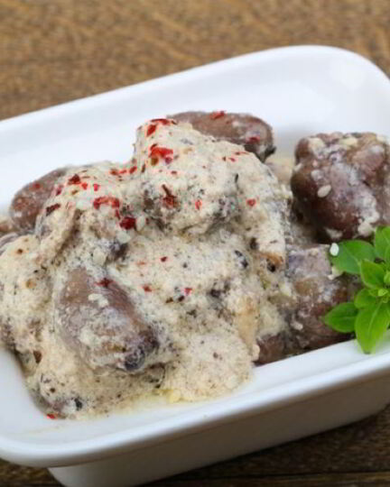 Рецепт рагу из куриных сердец в сливочно-укропном соусе