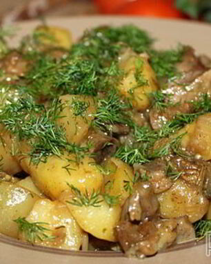 Рагу из куриных желудочков