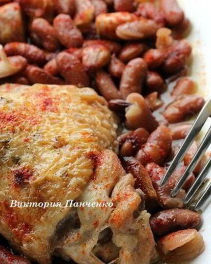 Рецепт рагу из курицы с фасолью и запеченным чесноком