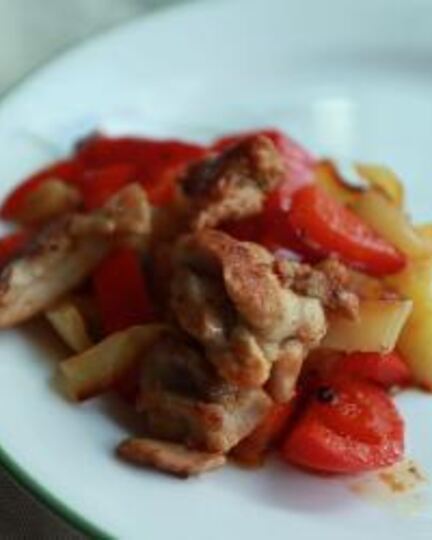 Рецепт рагу из перцев с курицей