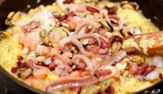 ризотто с коктейлем из морепродуктов