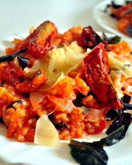 Рецепт ризотто с копченым беконом и томатами