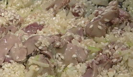 ризотто с куриной печенкой