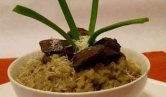 ризотто с куриной печенью