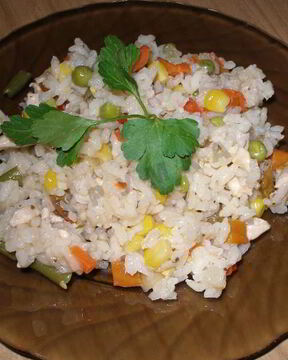 Ризотто с курицей и замороженными овощами