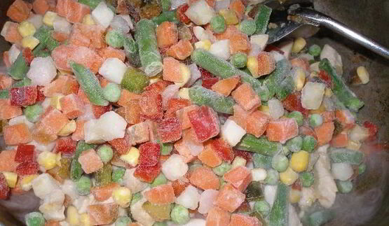 ризотто с курицей и замороженными овощами