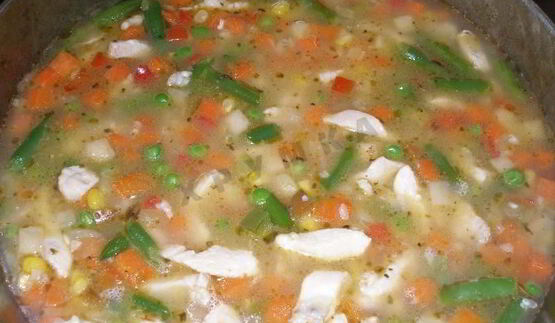 ризотто с курицей и замороженными овощами