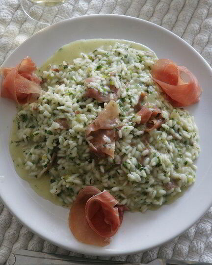 Рецепт ризотто с мятой и ветчиной