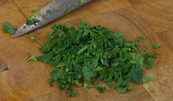 ризотто с мятой и ветчиной