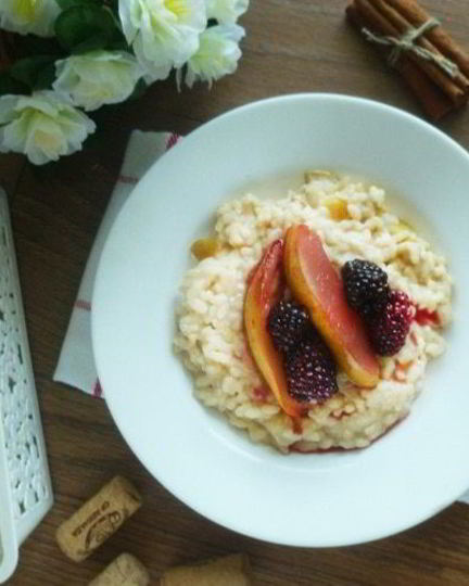Рецепт сладкого ризотто с томлеными фруктами